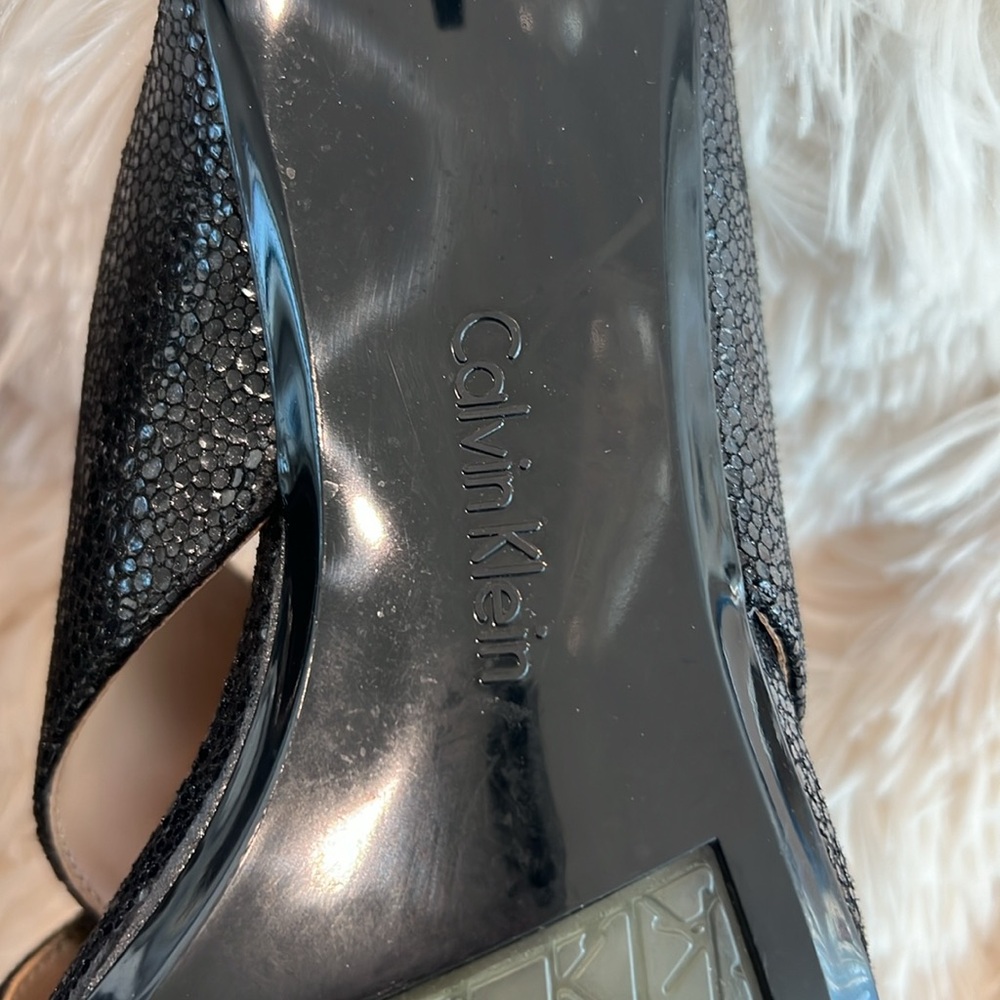 🎉Host Pick🎉Calvin Klein Womens Black High Heel Open Toe Slide Sandal - Size 9 - Picture 10 of 13